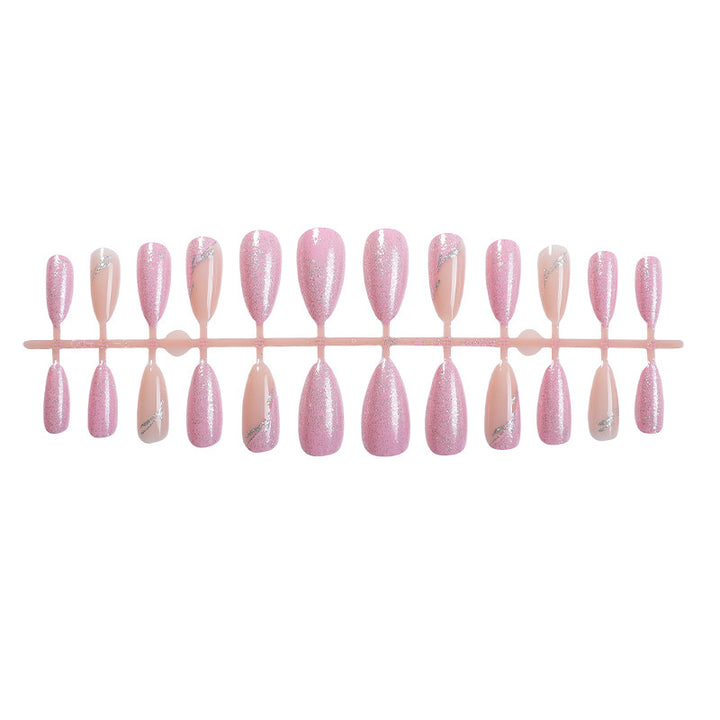 Decorative Press-On Nail Art Set with Glitter and Silver Accents kalsten