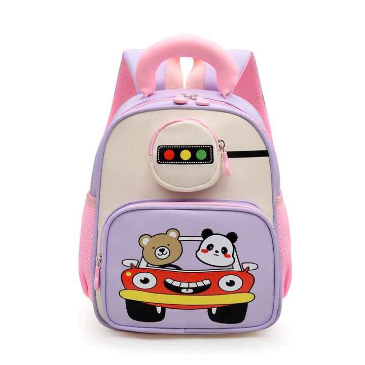 Kids' Playful Animal Car-Themed School Backpack Kalsten