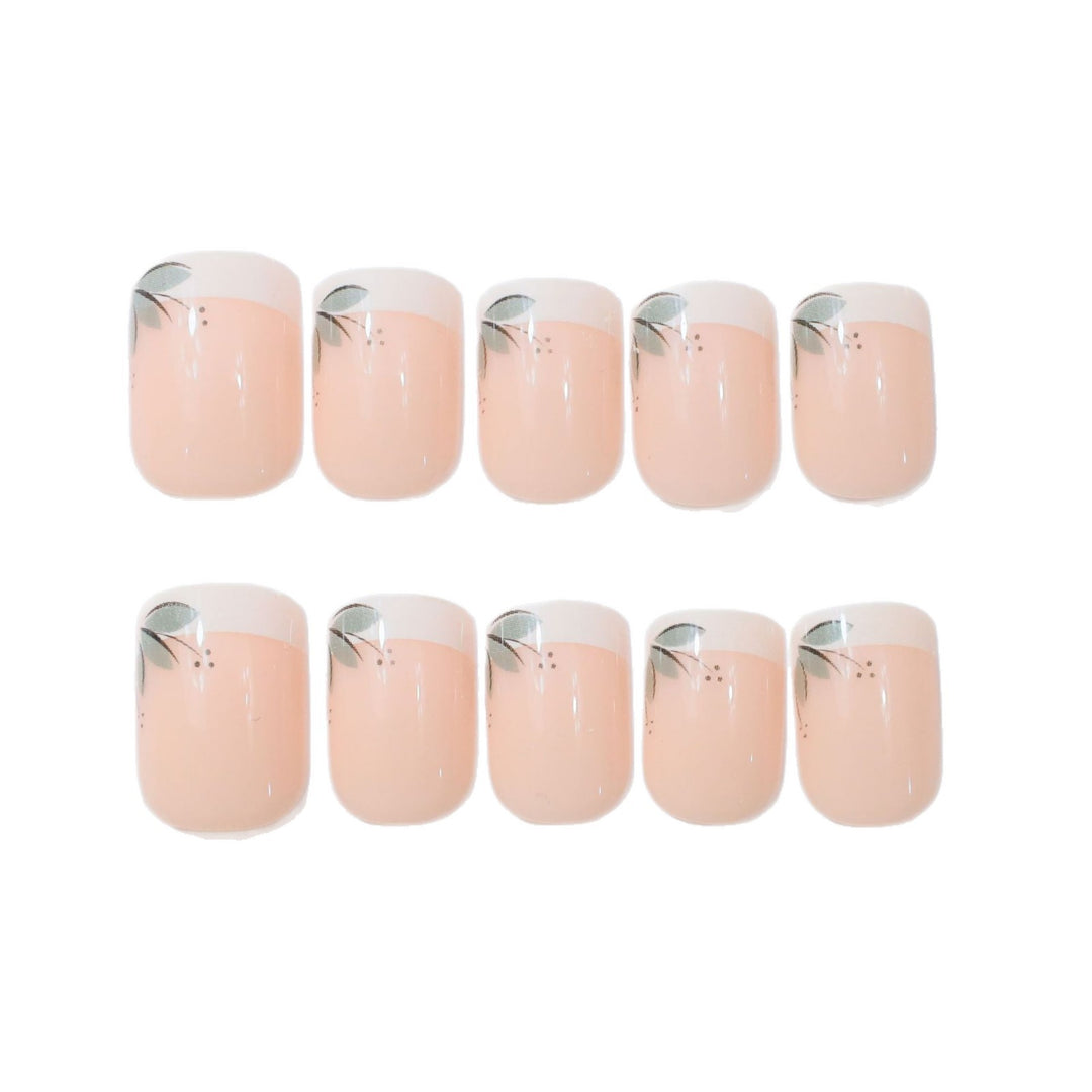 Elegant French Tip Floral Nail Enhancements Kalsten