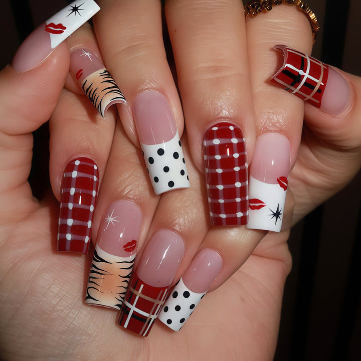 Decorative Long Press-On Nail Art Tips Kalsten
