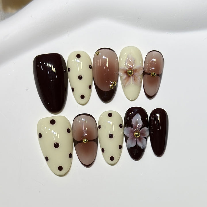 Elegant Floral Stiletto Nail Art Set Kalsten