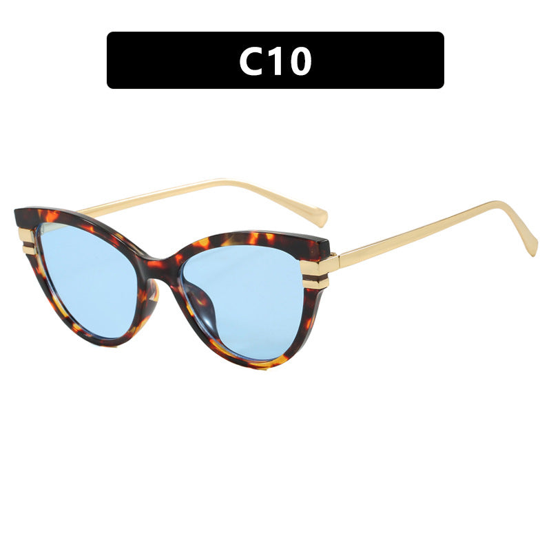 Ladies Cat-Eye Sunglasses with Elegant Plastic Frame and Golden Accents Kalsten