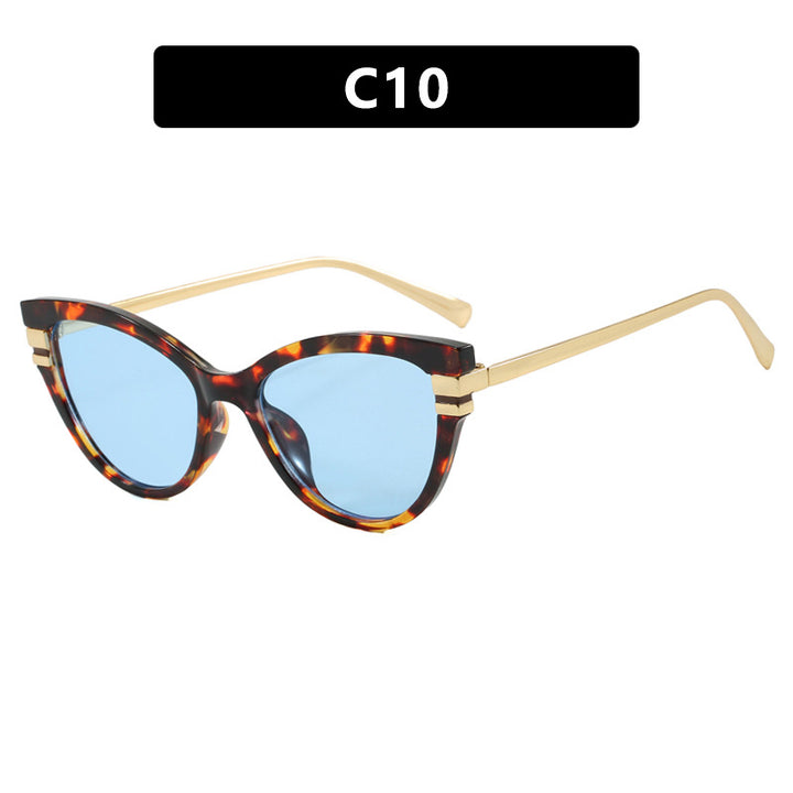 Ladies Cat-Eye Sunglasses with Elegant Plastic Frame and Golden Accents Kalsten