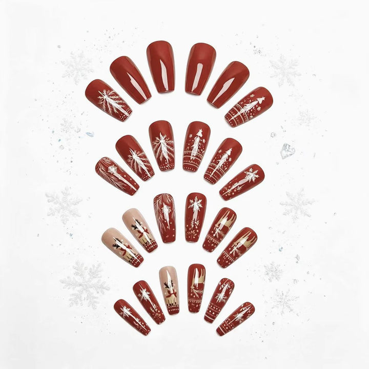 Artificial nails with festive reindeer and snowflake design Kalsten