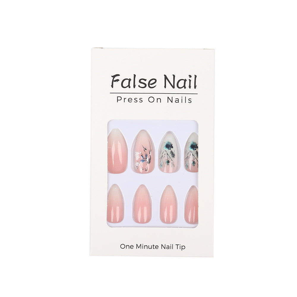 Artificial nails with flower design and shine Kalsten