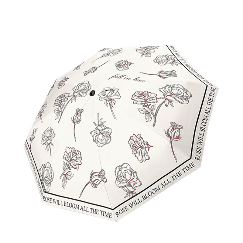 Women's Folding Umbrella with Transparent Flower Design Kalsten