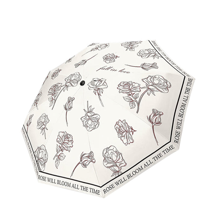Women's Folding Umbrella with Transparent Flower Design Kalsten