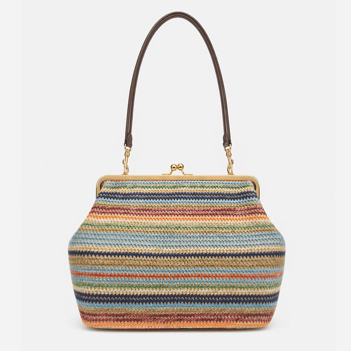Handcrafted Multi-Stripe Knitted Shoulder Bag
