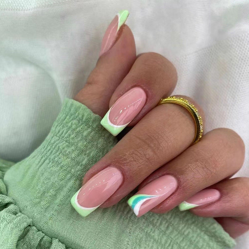 Artful Nail Extensions with Elegant Gradient and Glitter Coating Kalsten
