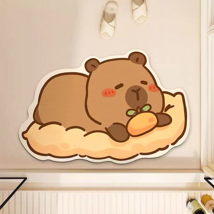 Cartoon Bear-Themed Plush Bath Mat
