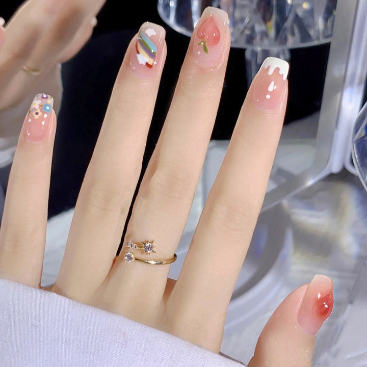 Creative nail art set with colorful fruit motifs and stylish designs Kalsten