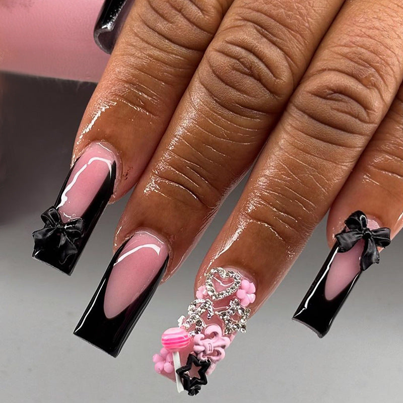 Decorative Press-On Nail Art Kit with Floral and Bow Accents kalsten