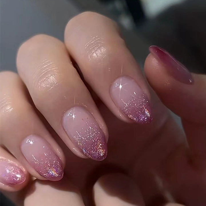 Shiny nail extensions with gentle ombre effect Kalsten