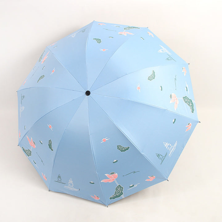 Women Folding Umbrella with Floral Accents Kalsten