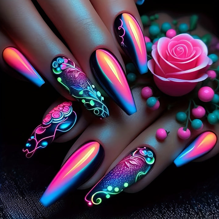 Artistic Glow-In-The-Dark Nail Art Kalsten
