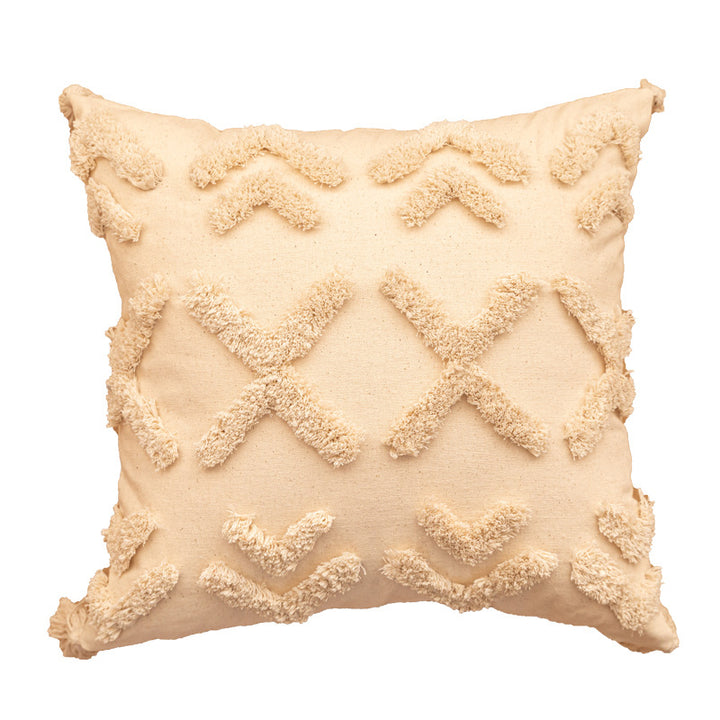 Structured Fringe Embroidered Cushion