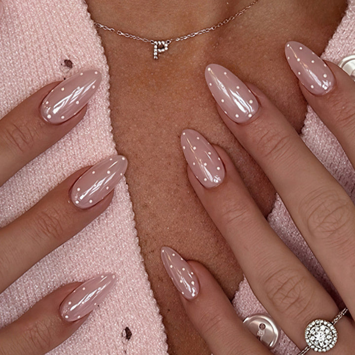 Elegant Gel Nail Art Set with Polka Dot Design Kalsten
