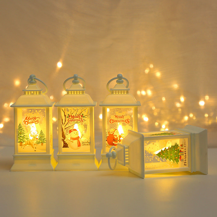 Festive Christmas lantern with snowman motif