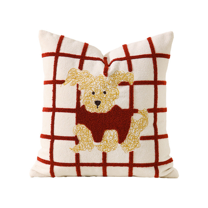 Decorative pillow with embroidered dog apple motif and soft terry cover Kalsten