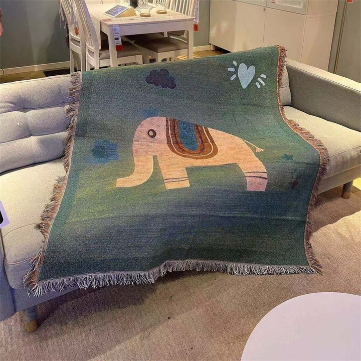 Decorative Elephant-Themed Tapestry