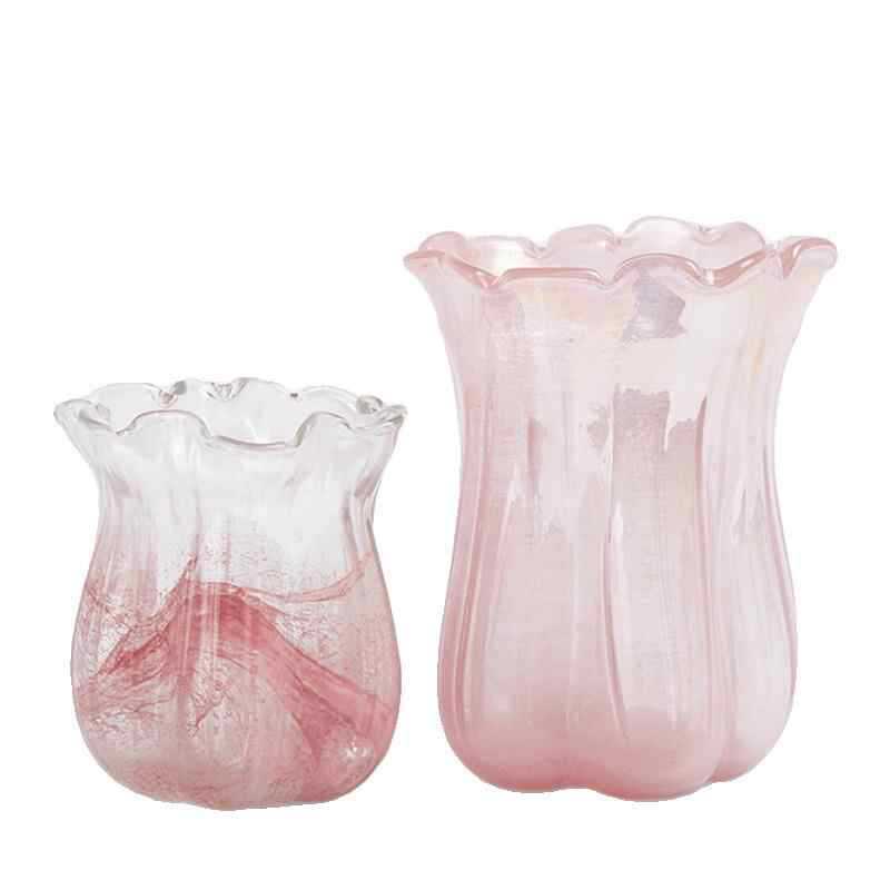 Handblown Ruffled-Tulip Art Glass Decorative Vase Kalsten