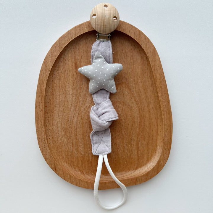 Baby Pacifier Clip with Plush Elephant Head Wooden Safety Clip