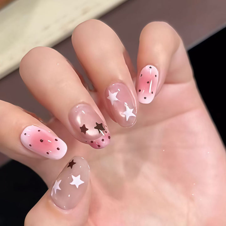 Artistic Star-Patterned Press-On Nail Art Kalsten