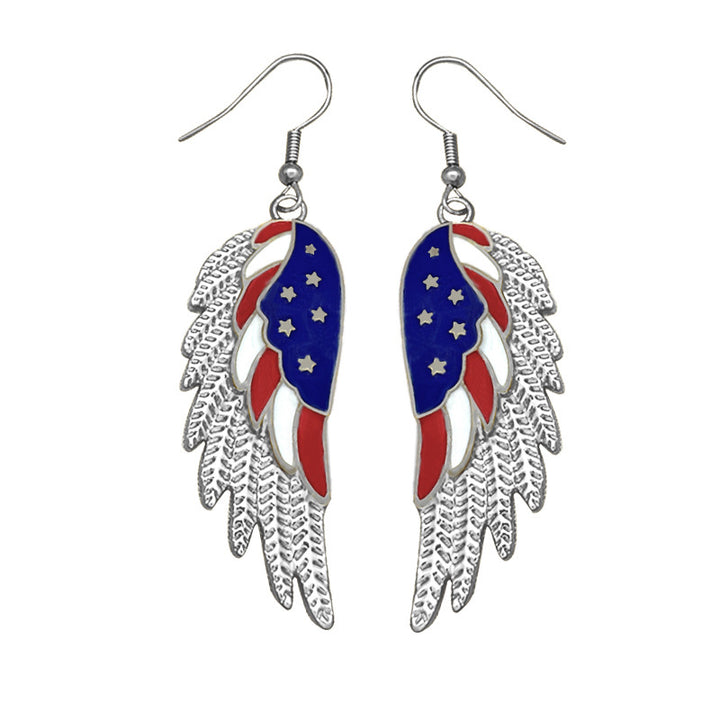 Women's stud earrings wing design enamel with star motif and fine alloy Kalsten
