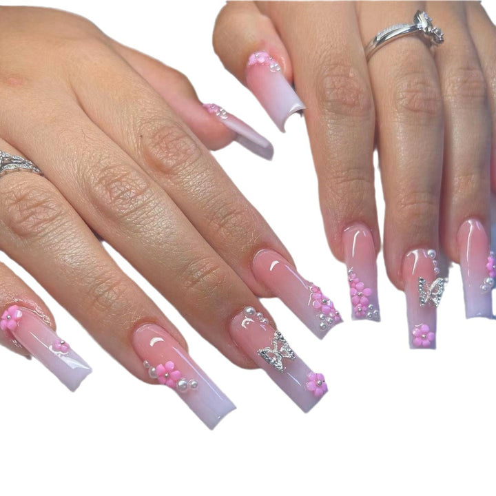 Decorative Floral and Butterfly Nail Extensions Kalsten