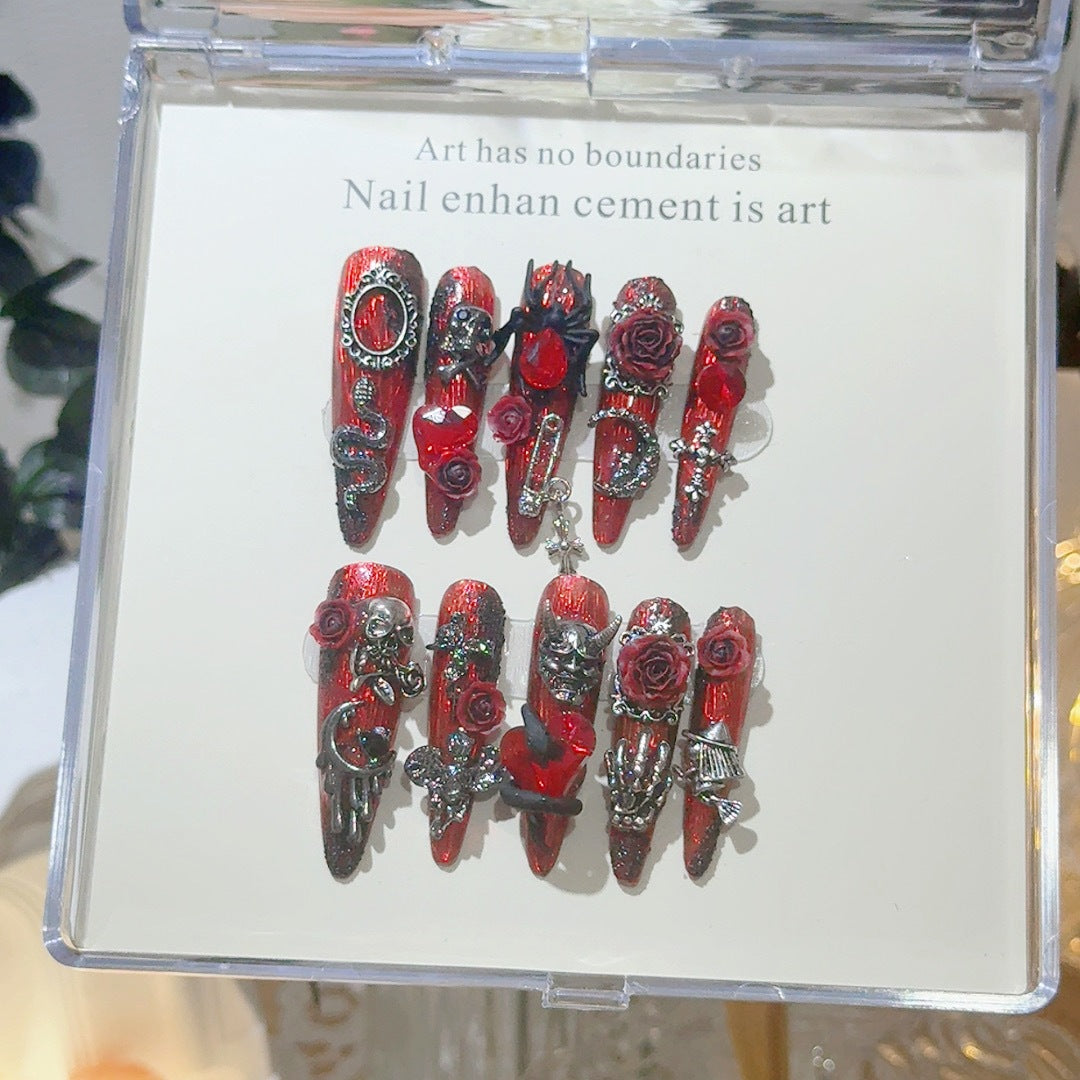 Gothic-Inspired 3D Nail Art Set