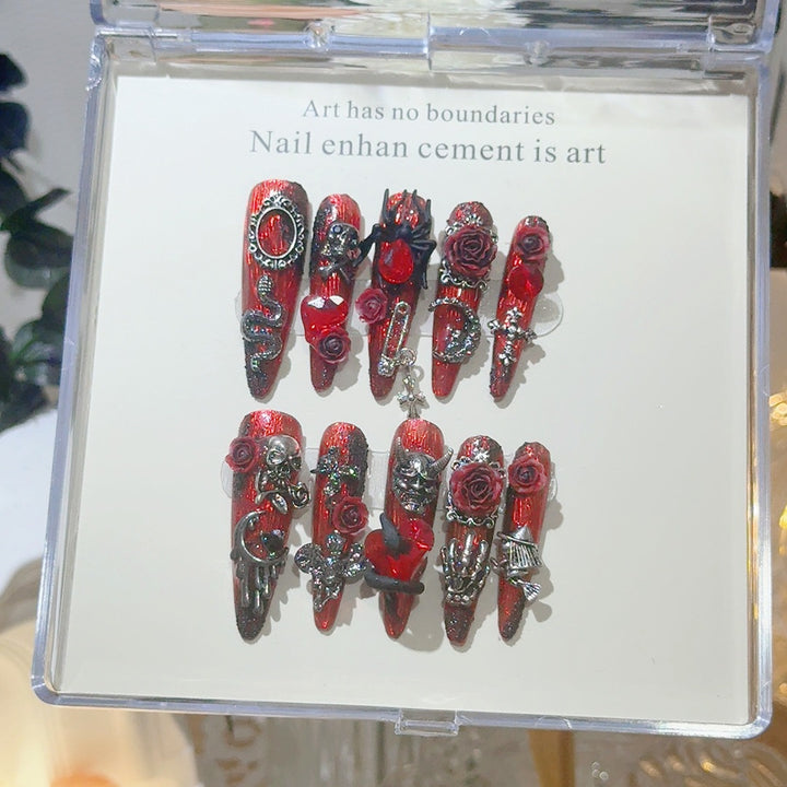 Gothic-Inspired 3D Nail Art Set