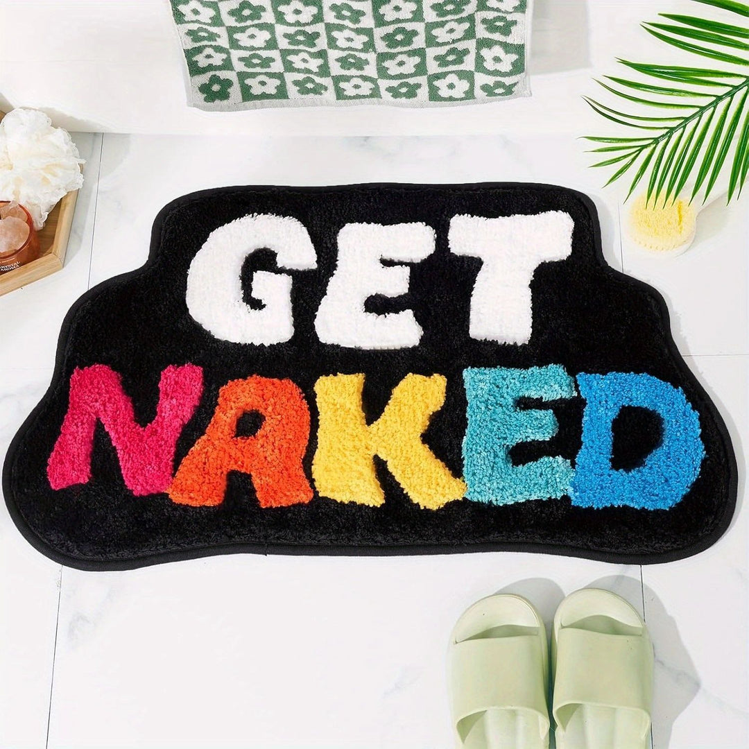 Plush Bath Mat with Motivational Phrase