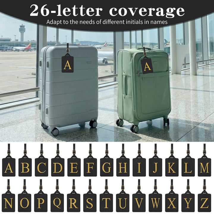 embroidered initial monogram leather luggage tag with adjustable buckle strap Kalsten
