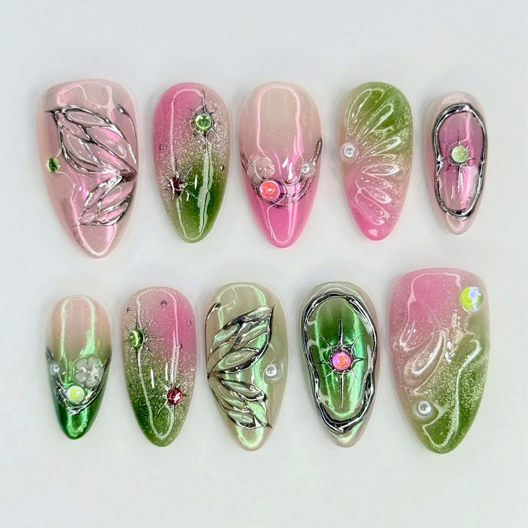 Decorative Floral Press-On Nail Tips Kalsten