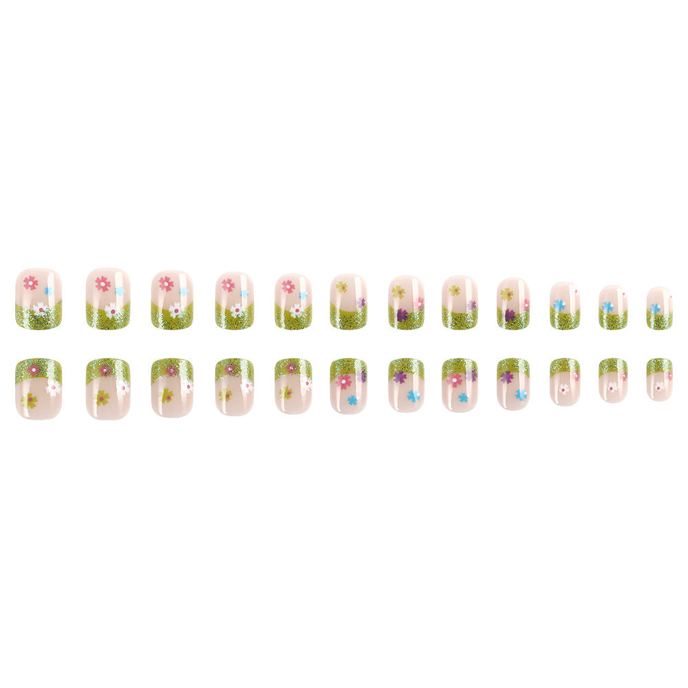 Floral Glitter Tip Nail Art Design Kalsten