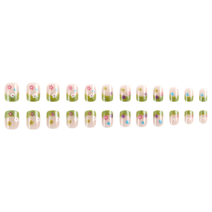 Floral Glitter Tip Nail Art Design Kalsten