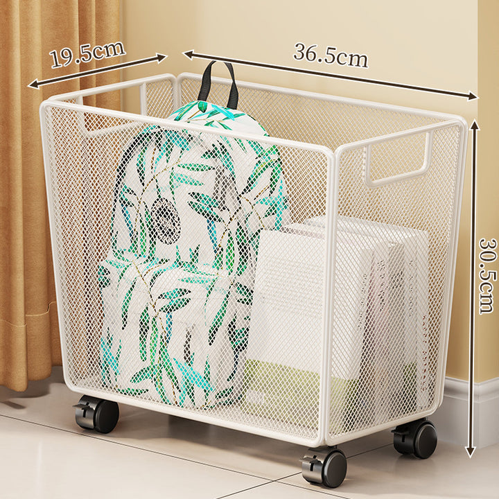 Rectangular Metal Mesh Storage Basket with Built-In Side Handles and Ventilated Panels