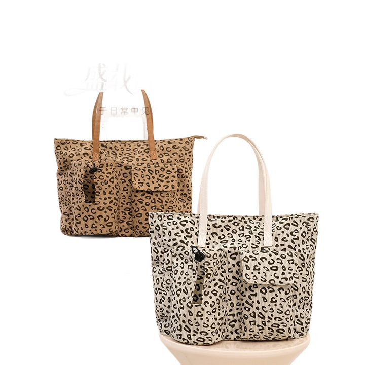 Spacious Leopard Print Canvas Tote Bag Kalsten