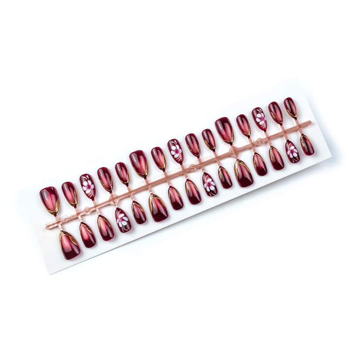 Elegant Floral-Accent Press-On Nail Set