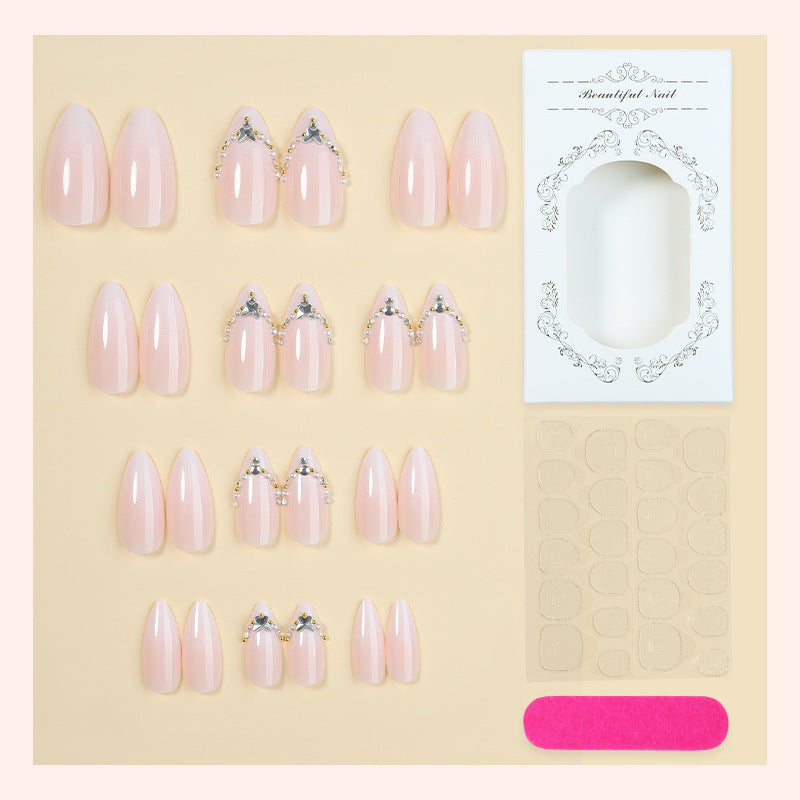 Premium Decorative Press-On Nail Set with Gem Accents Kalsten