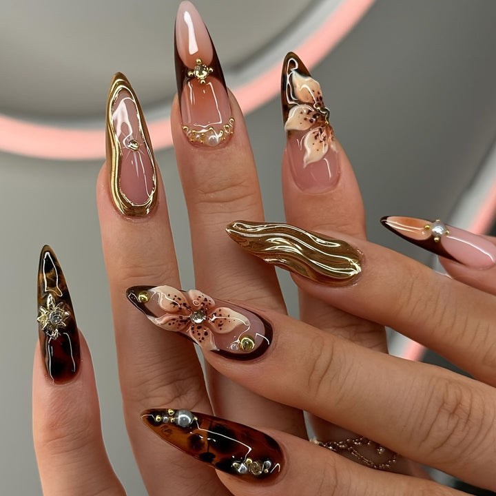 Elegant Floral Acrylic Press-On Nail Set Kalsten