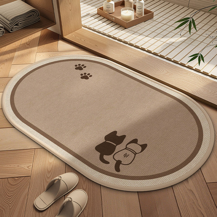 Decorative Cat-Themed Bathroom Mat for Home