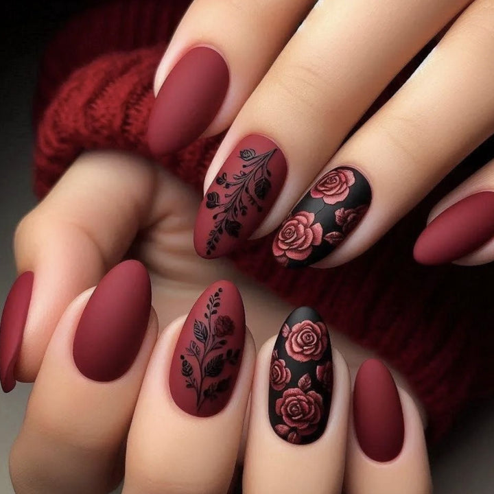 Floral Matte Acrylic Nail Set Kalsten
