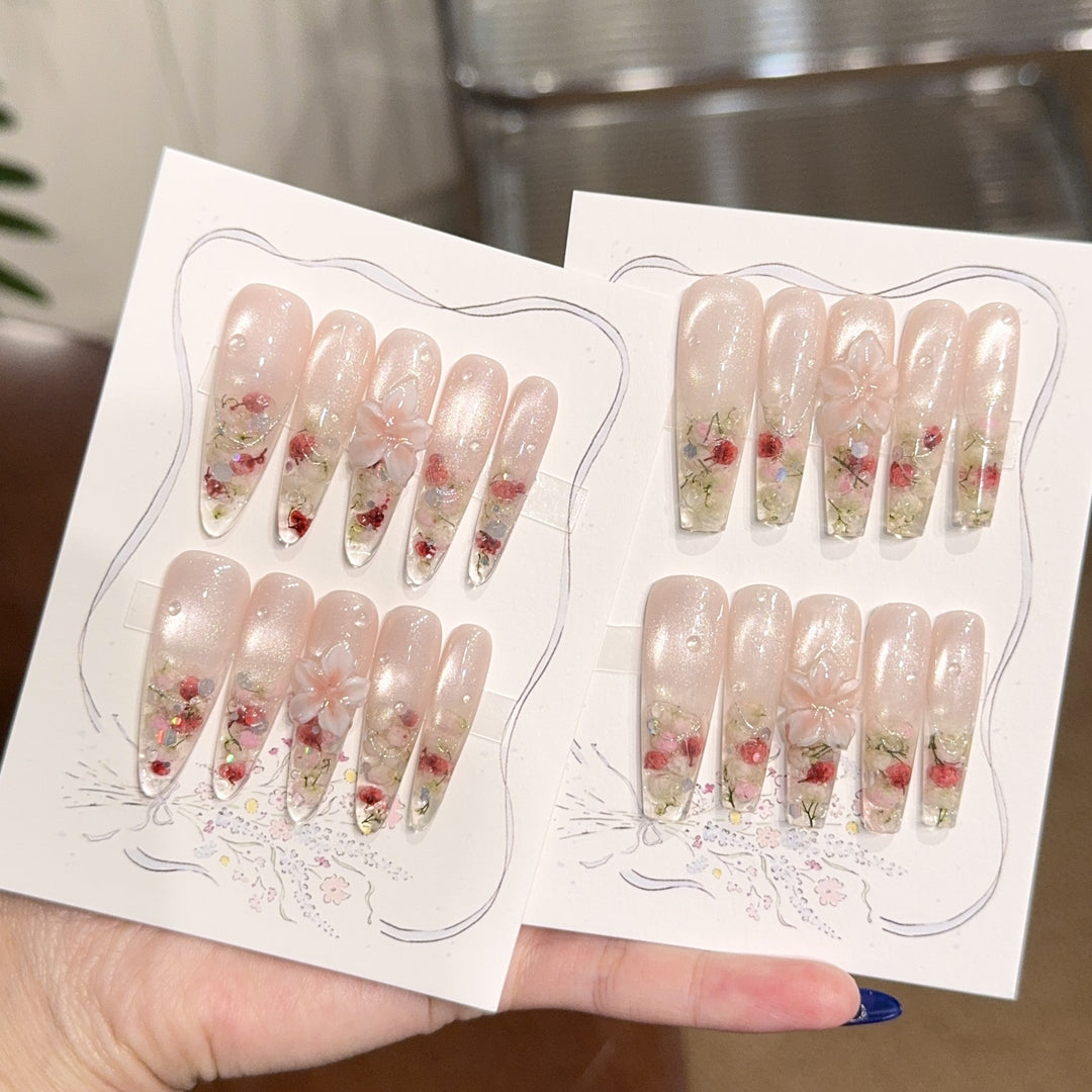 Artificial nail tips with floral details Kalsten