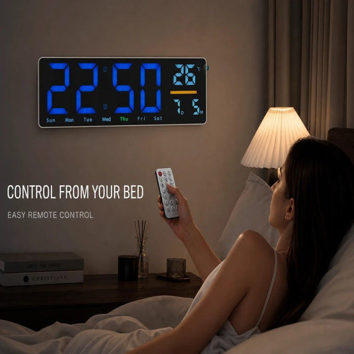Digital wall clock with temperature and calendar display Kalsten