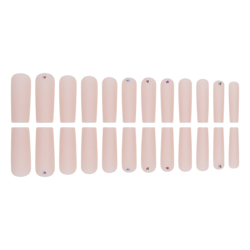 Long Matte Square Press-On Nails with Rhinestone Accents Kalsten