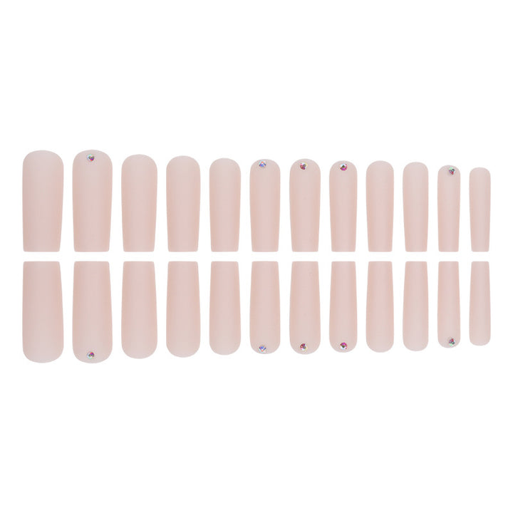 Long Matte Square Press-On Nails with Rhinestone Accents Kalsten