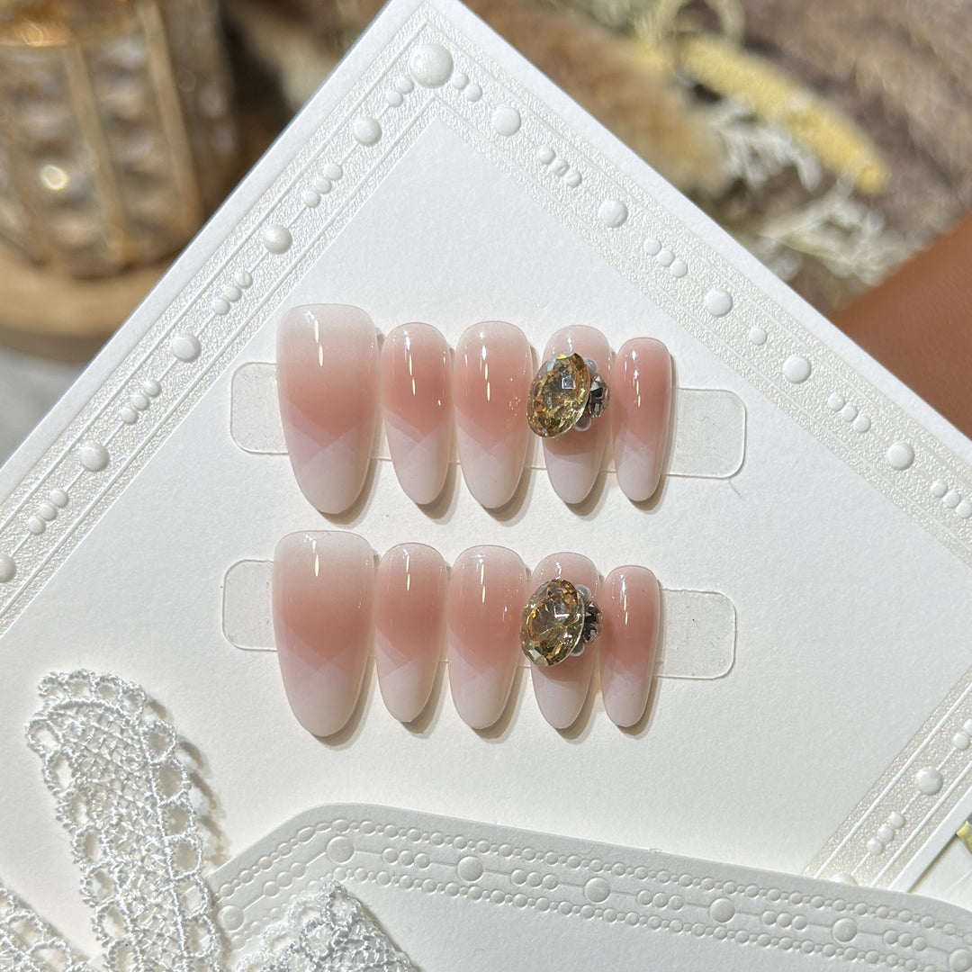 Stylish Press-On Nail Set with Gemstone Accent Kalsten