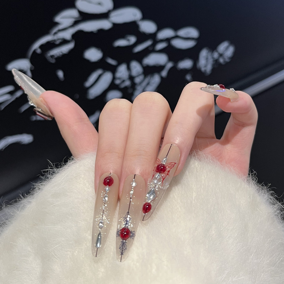 Artistic Floral Embellished Press-On Nail Set Kalsten