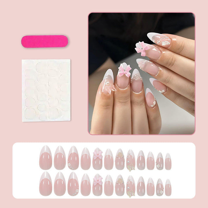 Nail set with elegant 3D flowers and trendy tips Kalsten